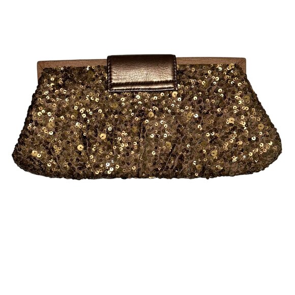 santi HOLIDAY brushed gold all sequins clutch hand bag purse - Picture 1 of 6